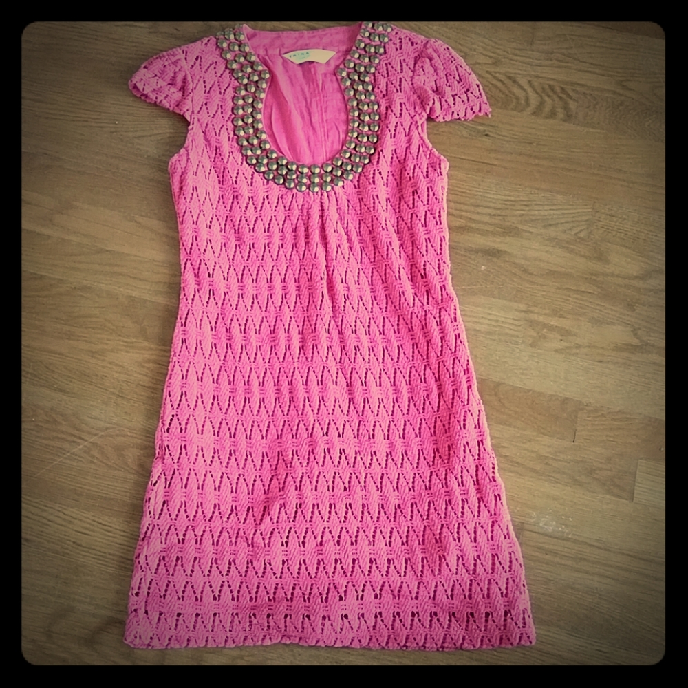 Trina Turk pink Bonita backgammon dress